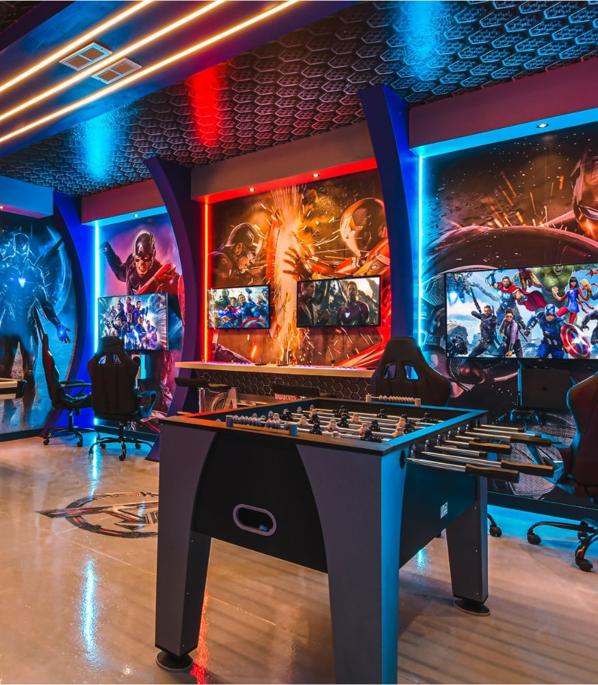 Superhero-inspired game room